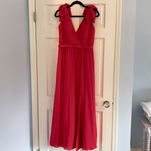 Basix Black Label Flutter Shoulder Maxi Gown in Watermelon Pink - Picture 4 of 5